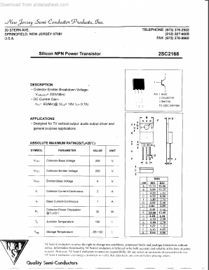 2SC2168 Datasheet PDF New Jersey Semiconductor