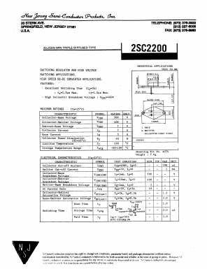 2SC2200 Datasheet PDF New Jersey Semiconductor