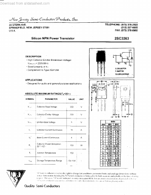 2SC3263 Datasheet PDF New Jersey Semiconductor