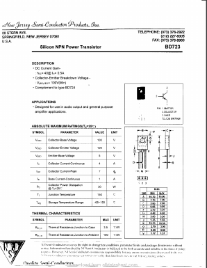 BD723 Datasheet PDF New Jersey Semiconductor