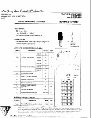 BD944F Datasheet PDF New Jersey Semiconductor