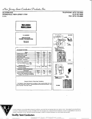 MJH12004 Datasheet PDF New Jersey Semiconductor