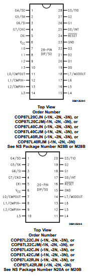 COP87L20CJN-1N Datasheet PDF National ->Texas Instruments