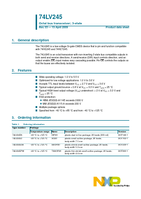 74LV245PW Datasheet PDF NXP Semiconductors.