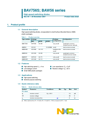 BAW56 Datasheet PDF NXP Semiconductors.