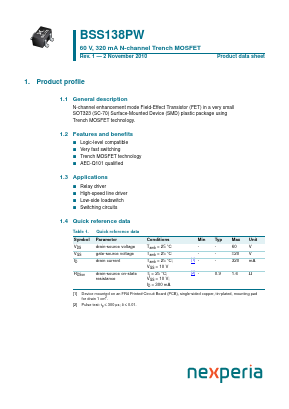 BSS138PW Datasheet PDF NXP Semiconductors.
