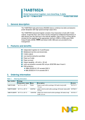74ABT652AD,112 Datasheet PDF NXP Semiconductors.