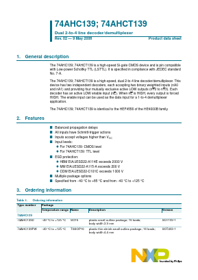 74AHCT139 Datasheet PDF NXP Semiconductors.