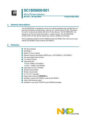 SC18IS600 Datasheet PDF NXP Semiconductors.
