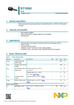 BT169H/01 Datasheet PDF NXP Semiconductors.