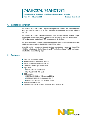 74AHCT374PW Datasheet PDF NXP Semiconductors.