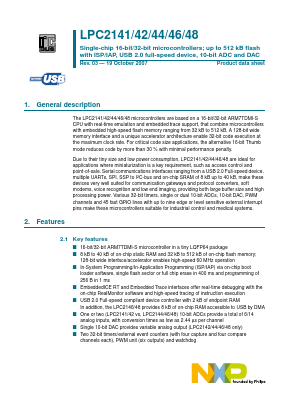 LPC2141FBD64 Datasheet PDF NXP Semiconductors.
