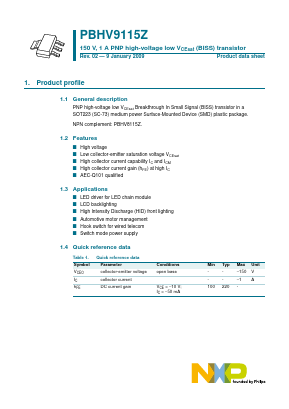 PBHV9115Z Datasheet PDF NXP Semiconductors.