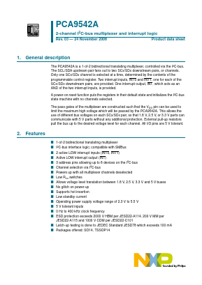 PCA9542AD Datasheet PDF NXP Semiconductors.