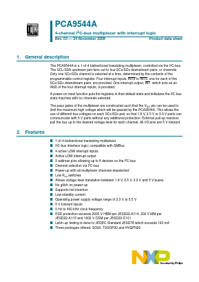 PCA9544APW Datasheet PDF NXP Semiconductors.