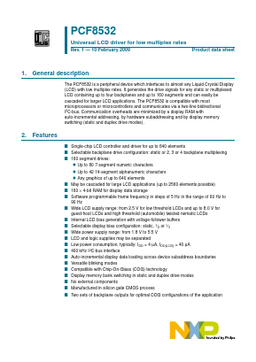 PCF8532U/2DA/1 Datasheet PDF NXP Semiconductors.