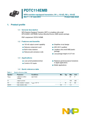 PDTC114EMB Datasheet PDF NXP Semiconductors.