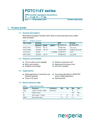PDTC114YE Datasheet PDF NXP Semiconductors.