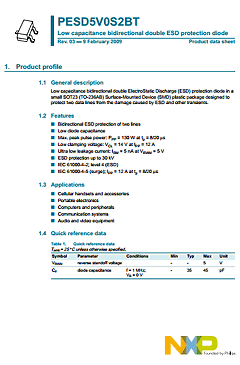 PESD5V0S2BT Datasheet PDF NXP Semiconductors.
