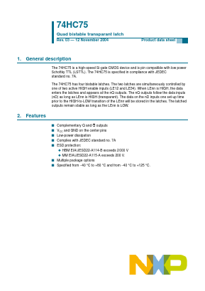 74HC75PW Datasheet PDF NXP Semiconductors.