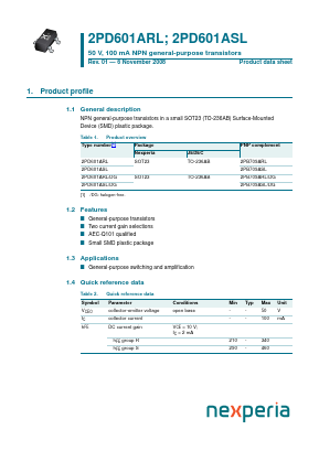 2PD601ASL,215 Datasheet PDF NXP Semiconductors.
