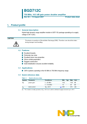 BGD712C Datasheet PDF NXP Semiconductors.