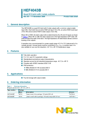HEF4043BT,653 Datasheet PDF NXP Semiconductors.