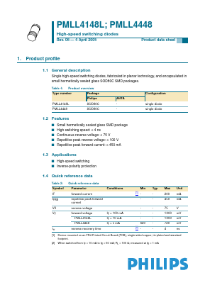 PMLL4148L Datasheet PDF NXP Semiconductors.