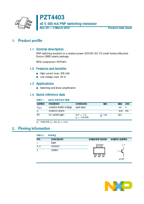 PZT4403 Datasheet PDF NXP Semiconductors.