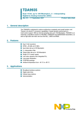 TDA9935 Datasheet PDF NXP Semiconductors.