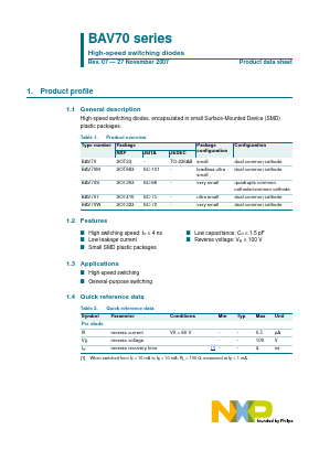 BAV70T Datasheet PDF NXP Semiconductors.