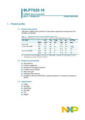 BLP7G22-10Z Datasheet PDF NXP Semiconductors.