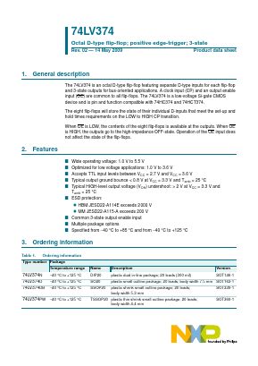 74LV374 Datasheet PDF NXP Semiconductors.