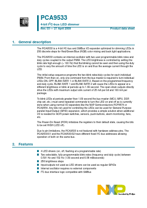 PCA9533 Datasheet PDF NXP Semiconductors.