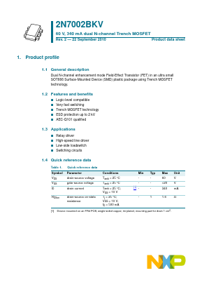 2N7002BKV Datasheet PDF NXP Semiconductors.