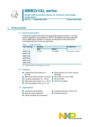 MMBZ12VAL/DG Datasheet PDF NXP Semiconductors.