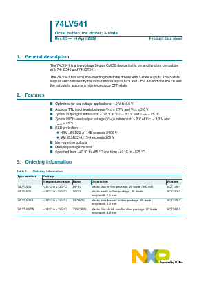 74LV541PW Datasheet PDF NXP Semiconductors.
