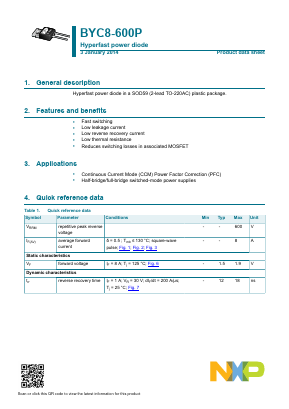 BYC8-600P Datasheet PDF NXP Semiconductors.