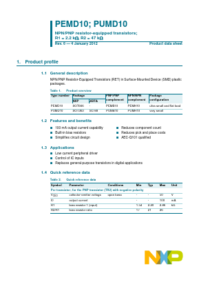 PEMD10,315 Datasheet PDF NXP Semiconductors.