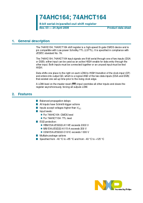 74AHC164 Datasheet PDF NXP Semiconductors.