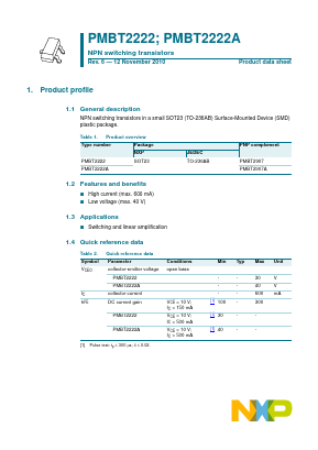 PMBT2222A,215 Datasheet PDF NXP Semiconductors.