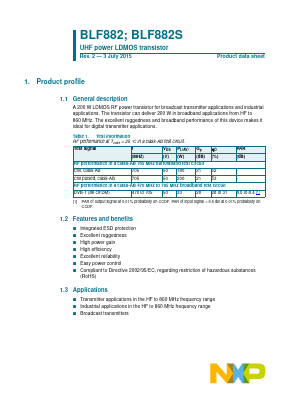 BLF882 Datasheet PDF NXP Semiconductors.