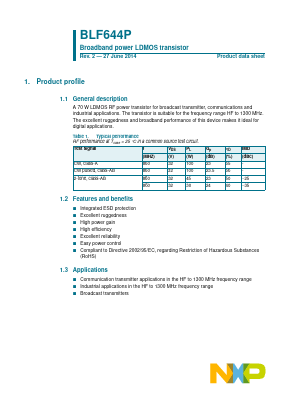 BLF644P Datasheet PDF NXP Semiconductors.