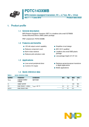 PDTC143XMB Datasheet PDF NXP Semiconductors.