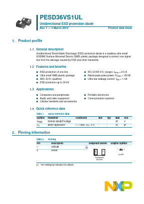 PESD36VS1UL Datasheet PDF NXP Semiconductors.