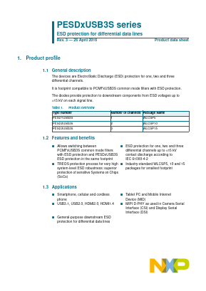 PESD2USB3SZ Datasheet PDF NXP Semiconductors.