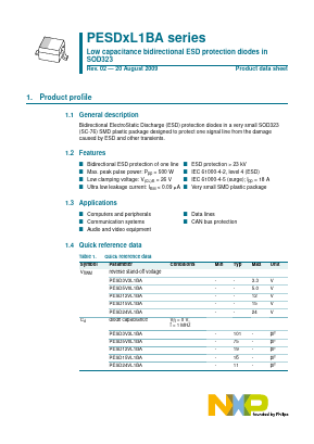 PESDXL1BA Datasheet PDF NXP Semiconductors.