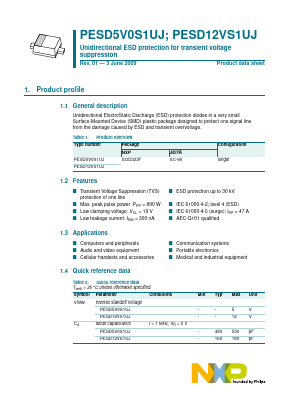 PESD5V0S1UJ Datasheet PDF NXP Semiconductors.