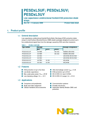 PESD5V0L5UY Datasheet PDF NXP Semiconductors.