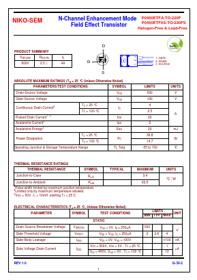 P0460ETFAS Datasheet PDF Niko Semiconductor